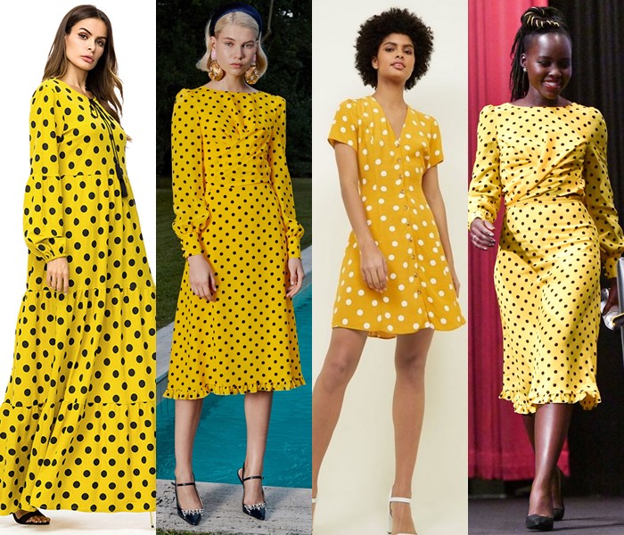 5 популярных цветов для модных платьев в горошек - жёлтые