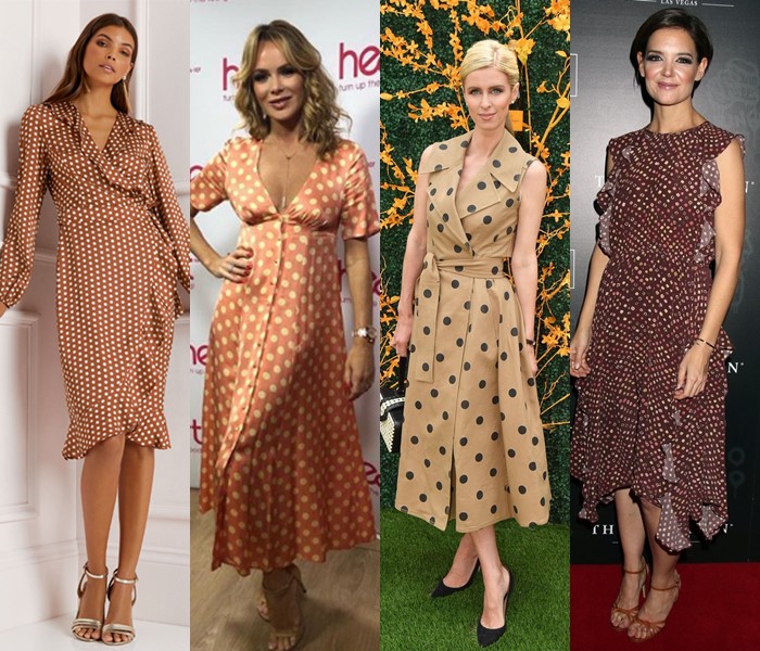 5 популярных цветов для модных платьев в горошек - бежевые