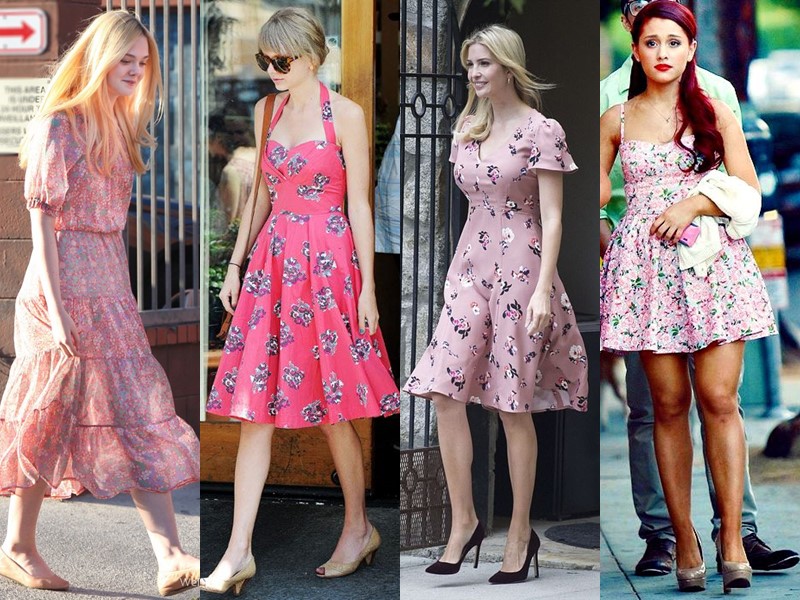 Звёздный стиль: платья с цветочным принтом - Розовые