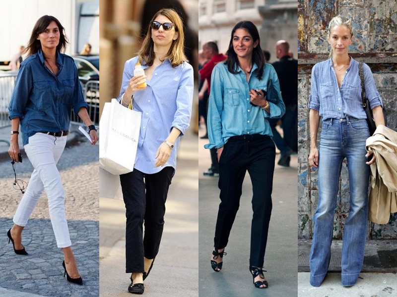 Французский шик: 10 деталей образа стильной парижанки - Базовая голубая рубашка