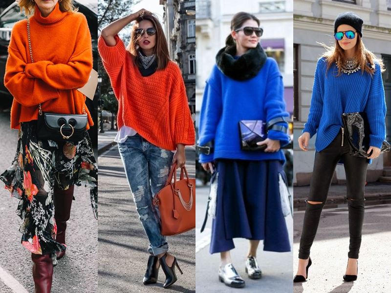 Стильные вещи осеннего гардероба - Синий или оранжевый свитер