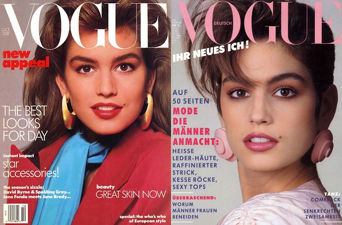 Синди Кроуфорд в молодости на обложках журнала Vogue 