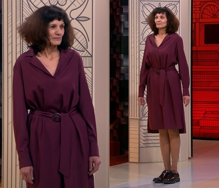«Модный приговор» для Татьяны 55 лет - Бордовое платье-рубашка