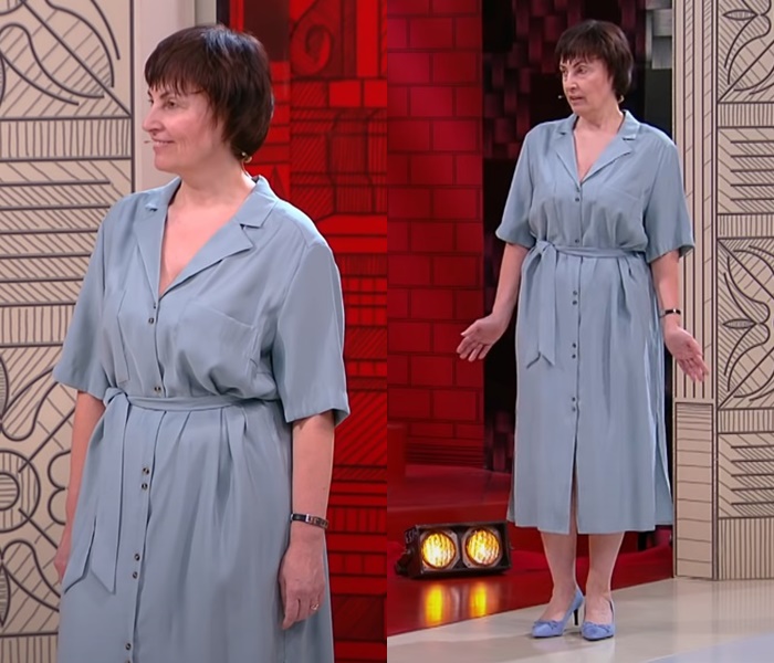 «Модный приговор» для Елены 48 лет - Серое платье-халат