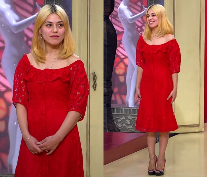 «Модный приговор» для 33-летней Николь - Красное кружевное платье с туфлями на платформе