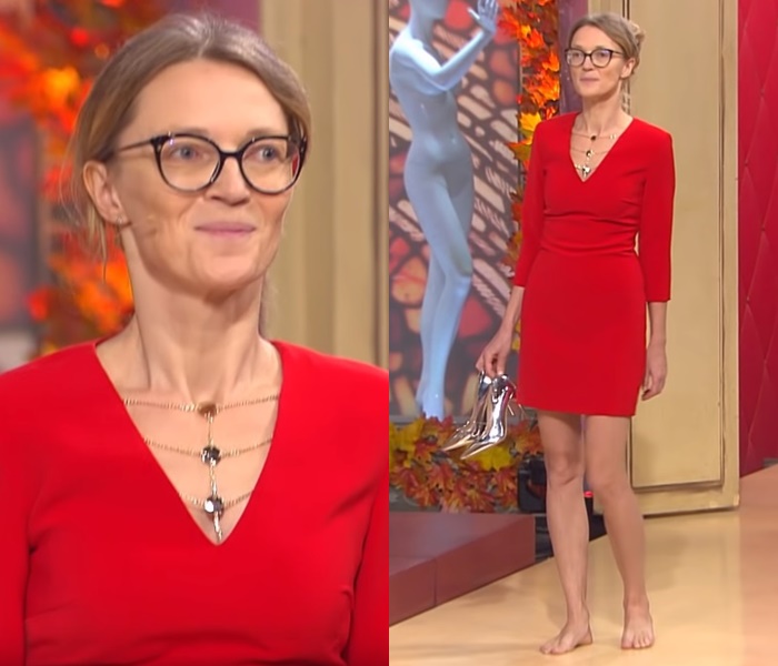 «Модный приговор» для стройной женщины 46 лет - Короткое красное платье