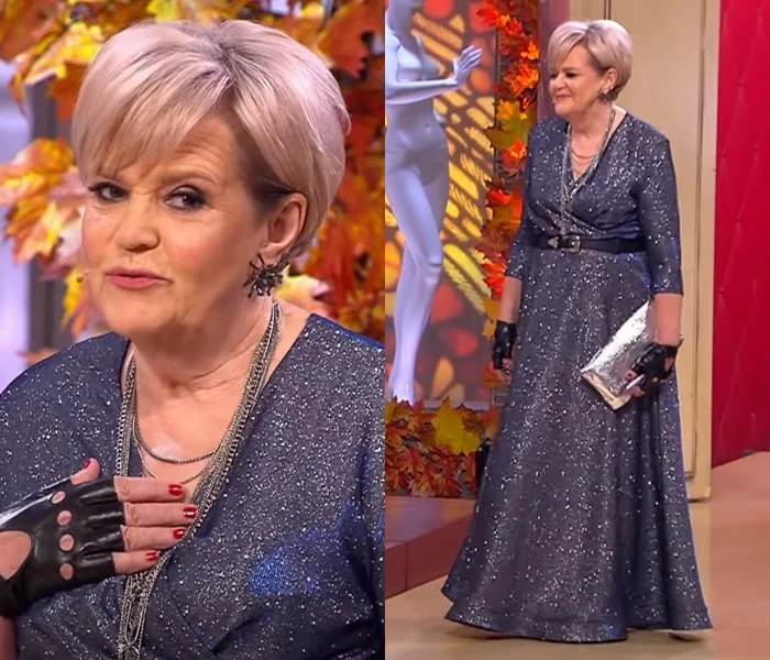 «Модный приговор» для 68-летней пенсионерки - Мерцающее серебристое платье в пол