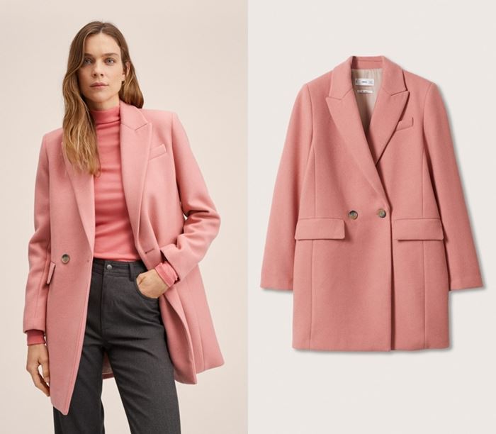 Базовые розовые пальто Mango - персиковое