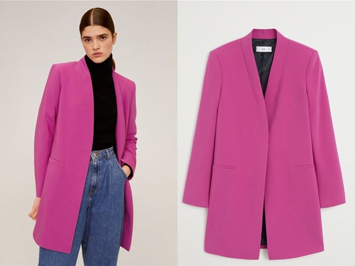 Базовые розовые пальто Mango - фуксия