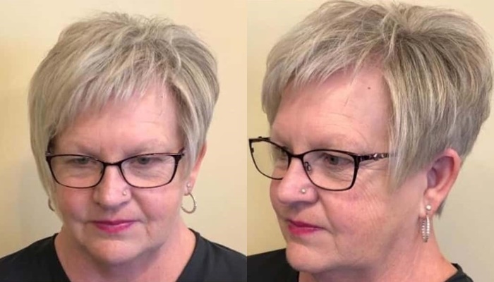 Короткая стрижка после 50 лет – женщина в очках