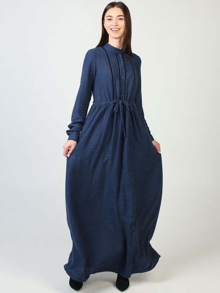 Длинные тёплые закрытые платья Aisha Collection - синее