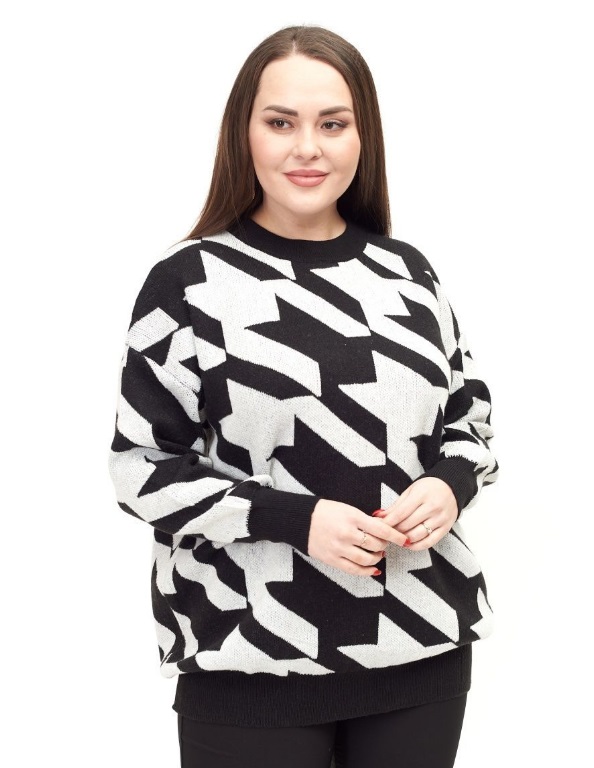 Полным женщинам свитер противопоказан — чёрно-белый принт