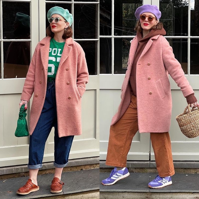 Стиль на весну и осень от англичанки 45 лет - розовое пальто